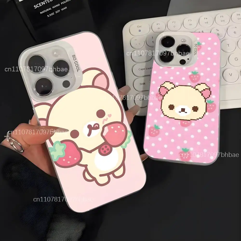 

Cute R-Rilakkuma-s Bear White Matte Fingerprint Proof Phone Case For iPhone 17,16,15,14,13,12,X,8,Pro,Max,Plus,SE4,Air,Mini