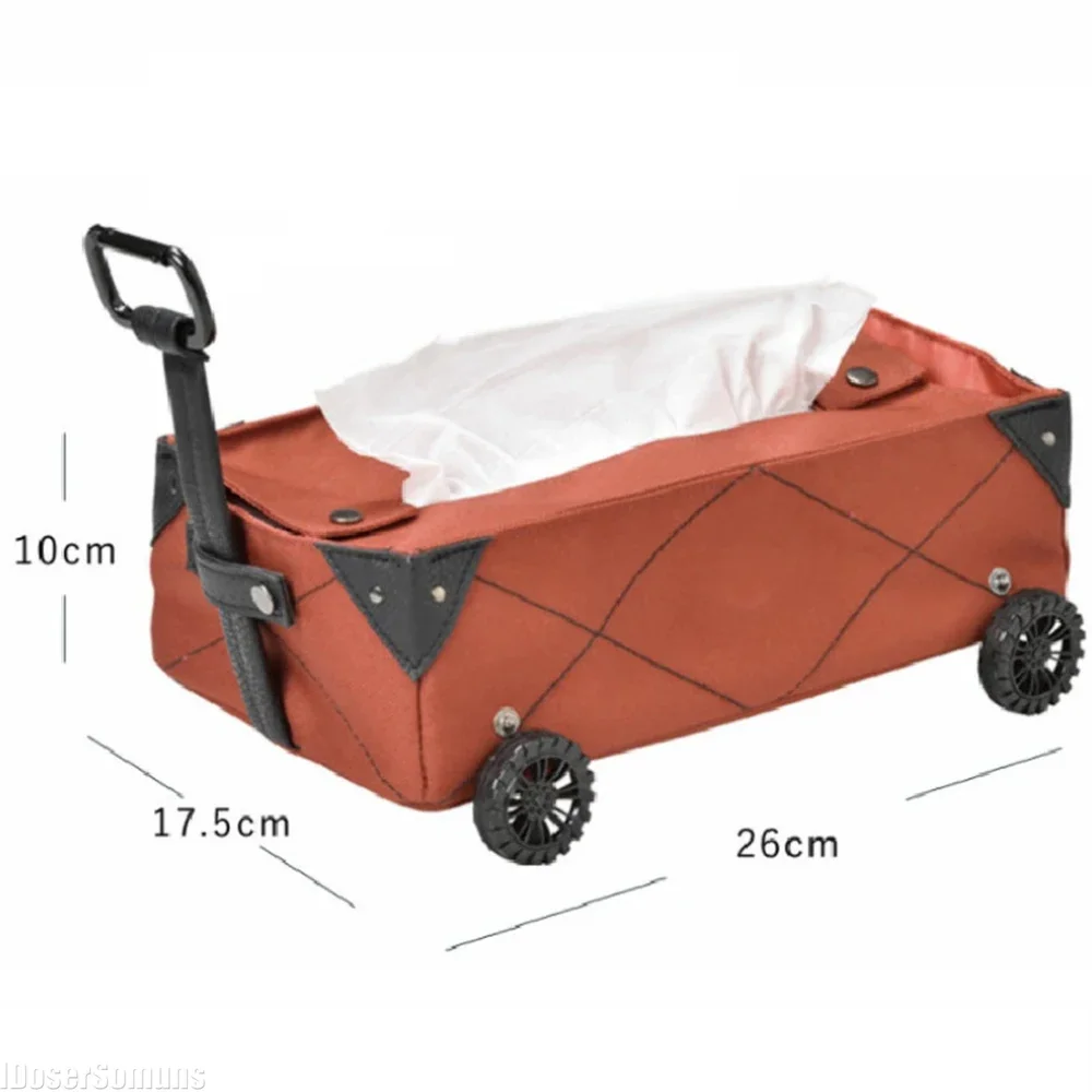 Outdoor Tissue Box Holder Simple Mini Rolling Cart Camping Storage Car for Car Back Seat Stroller Shopping Home Grocery