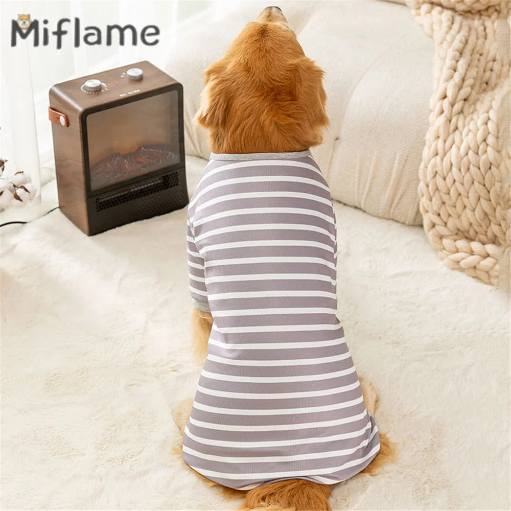 Miflame Striped Waffle Dogs Clothes Winter Pets Sweatshirts Labrador Dachshund Casual Large Dogs Vest Shirts Knitted Pet Outfits