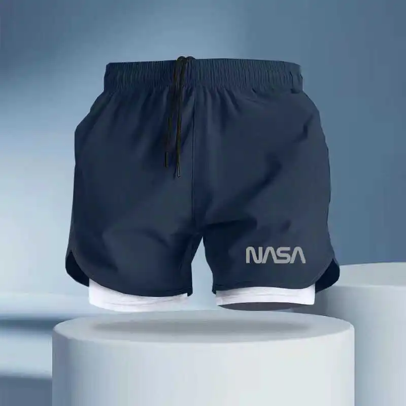 

High Performance Athletic Fake Two Piece Nasa Shorts Men Women Shorts For Running Training Breathable Quick Dry Flexible Durable
