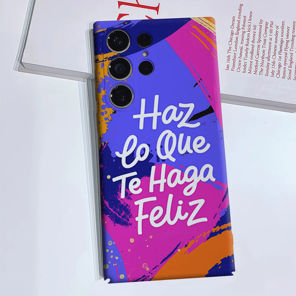 Spanish Happy Brush Phone Case for Samsung Galaxy S26 S25 S24 S23 Ultra Plus Luxury Double-layer anti-fall Back Cover