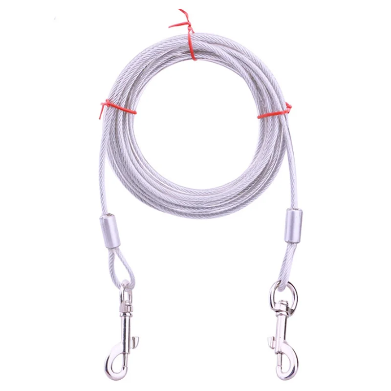 3/6/9/15M Outdoor Pet Leash With Dog Fixed Pile Metal Screw Stake For Camping Garden Ground Steel Wire Dogs Leads Leashes Set