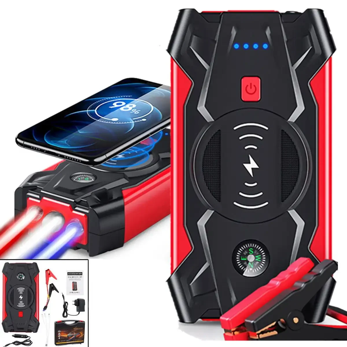 

Portable Car Jump Starter Bateria Portatil Arrancador Coche LED Power Bank Arrancador De Coches 12v Profesional Jumpstarter