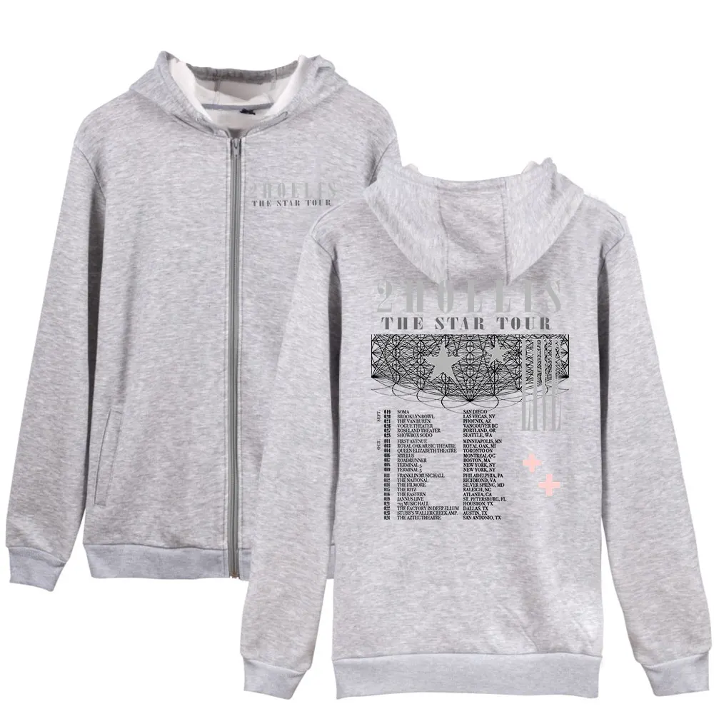 2hollis The Star Tour 2025 Hoodies Merch Mulheres Homens Manga Longa Moda Casual Moletom com capuz com zíper