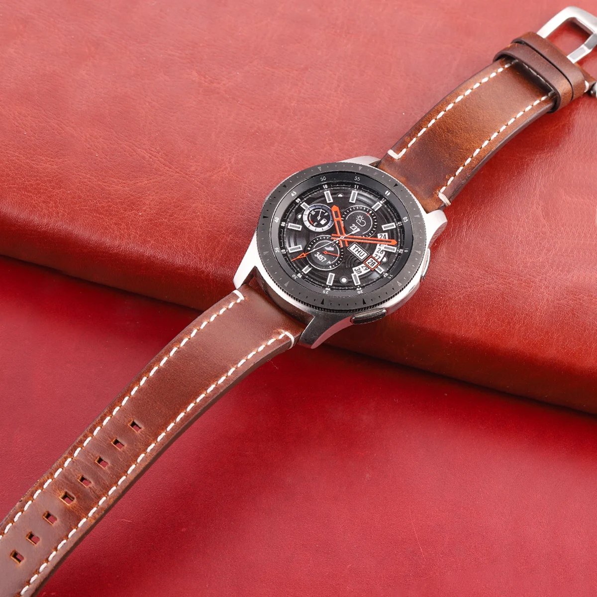 Premium Retro Calf Leather Watchbands 18 20 22 24 mm for Samsung Huawei Quick Release Oil Wax Genuine Leather Strap Accessories image 6