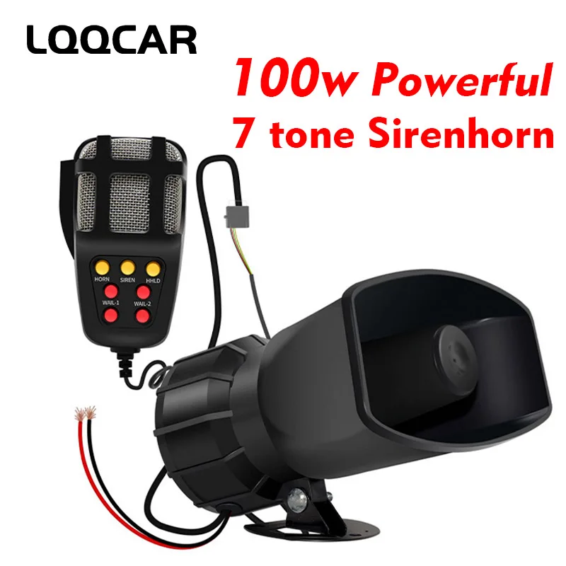 마이크 PA 시스템 비상 앰프 후터 12V 100W 경찰 사이렌 에어혼 확성기 톤 자동차 경적 자동차 경고 경보 스피커 시끄러운