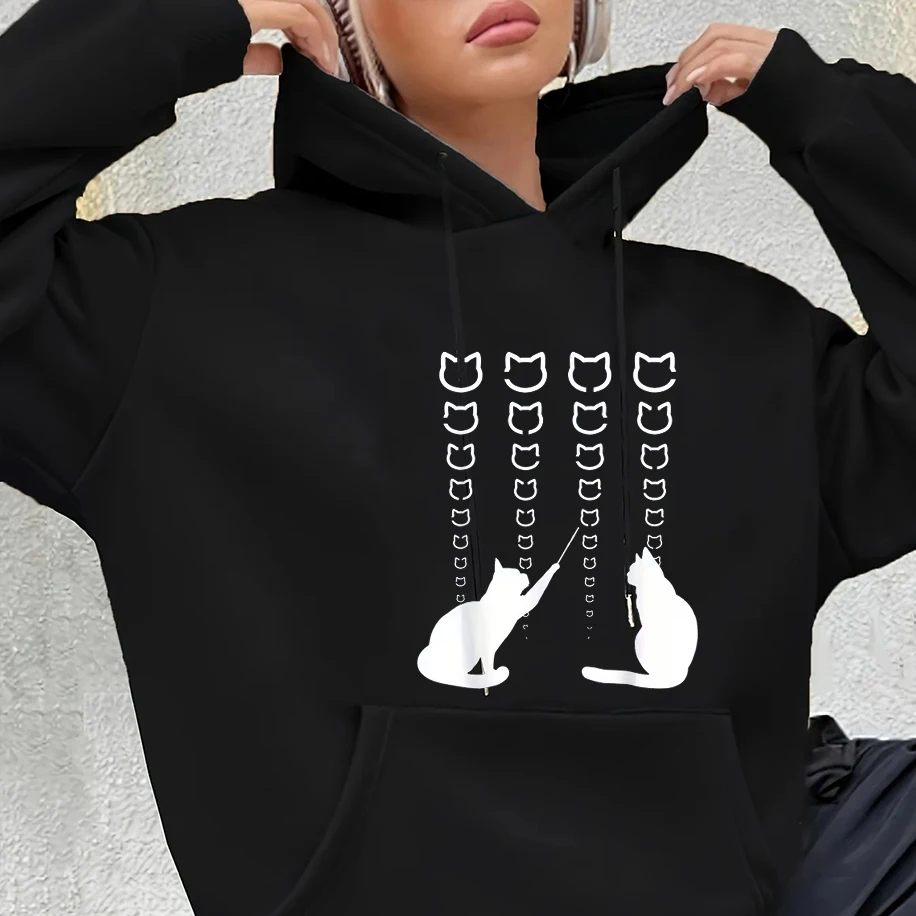 

Two Little Cats Creative Humorous Funny Pattern Men Women Hoodies Street Fashion Breathable Unisex Tops Harajuku Y2K Clothing