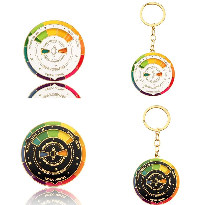 Color Wheel Keychain Social Mood Brooch Couple Badge Artist Gift Keychains for Backpack Hats Pins Boards Trendy Gifts