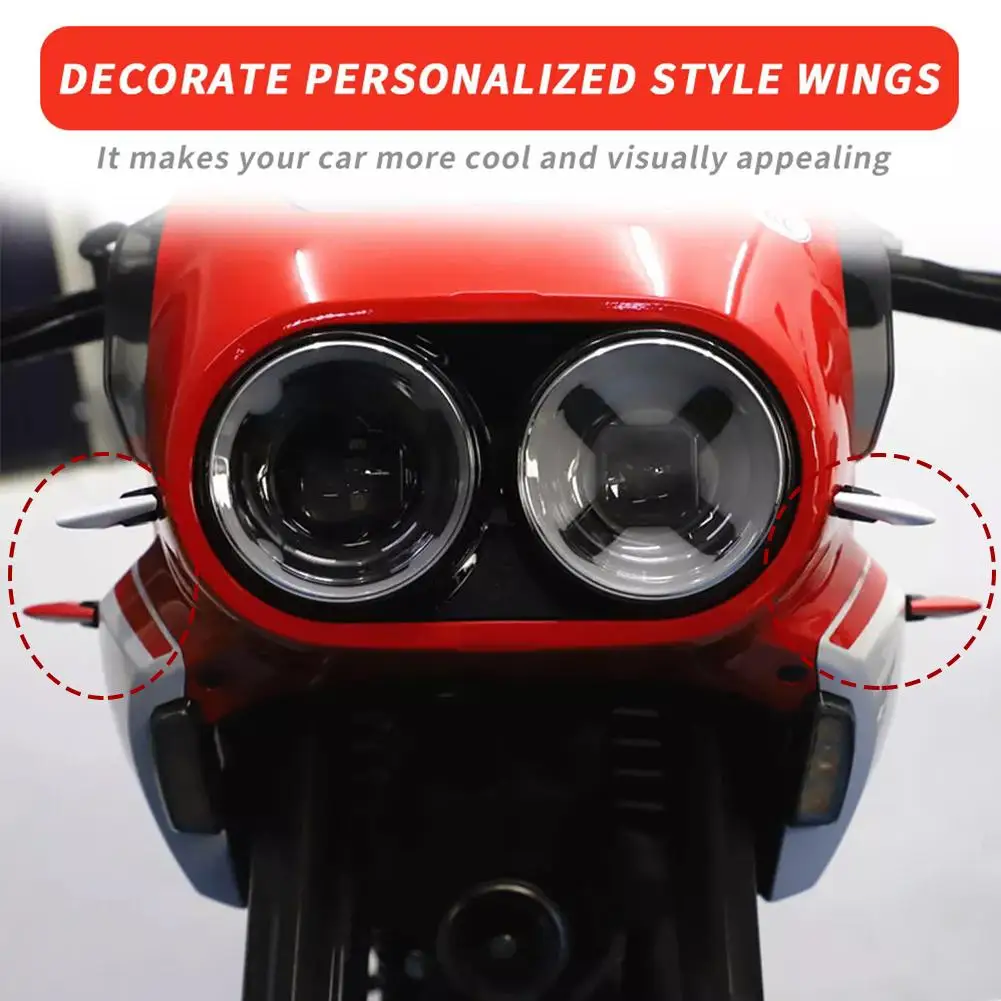 1Pair Universal Motorcycle Winglet Aerodynamic Spoiler Dynamic Wing Decoration Sticker For Motorbike Scooter Accessories