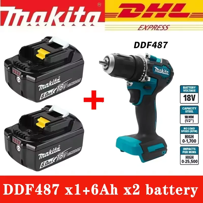 

.Makita Original DDF487 Cordless Driver Drill Brushless Electric Impact Screwdriver Rechargeable Power Tool 18V..