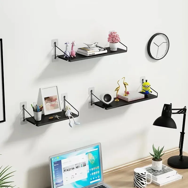 

Non Perforated Wall Mounted Shelves Nordic Decorative Floating Book Shelf Multipurpose Home Storage Rack For Living Room Decor