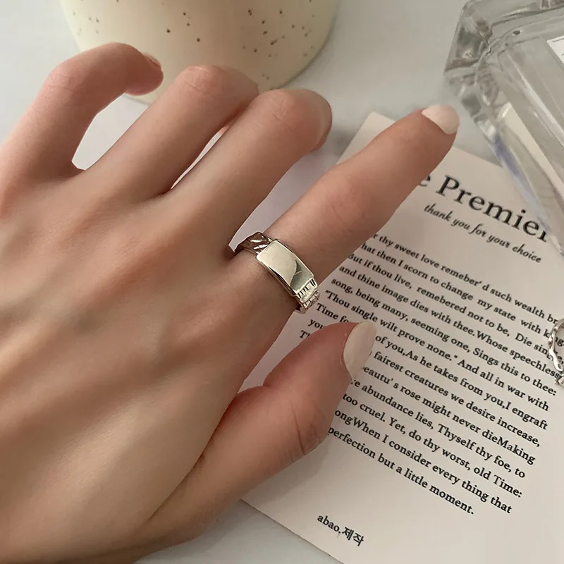 

Прямоугольное кольцо из стерлингового серебра 925 пробы для женщин, подарок, геометрический панк-тренд, простые ювелирные аксессуары, дропшиппинг