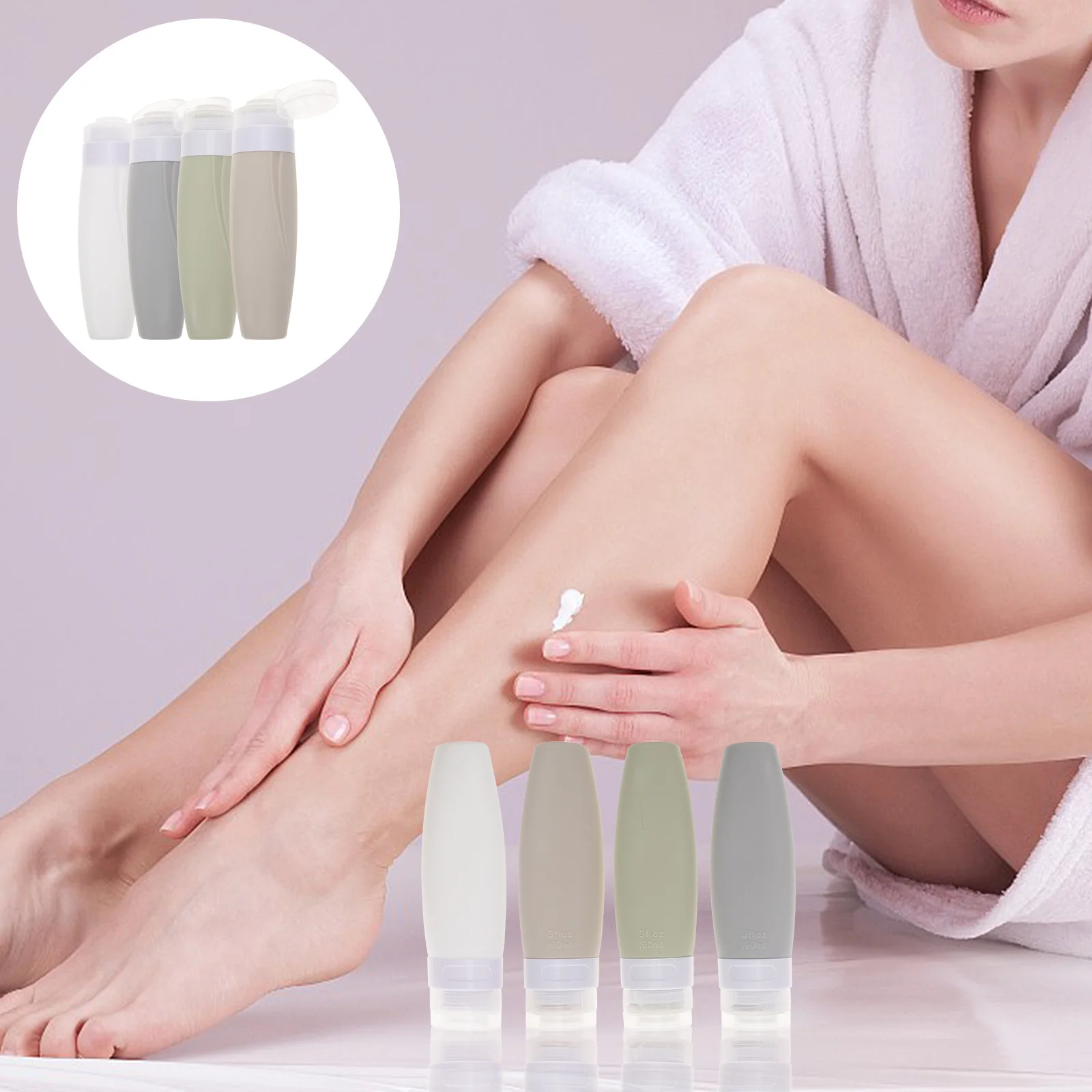 4 個のシリコントラベルボトル漏れ防止詰め替えトイレタリースクイーズボトルセットシャンプーコンディショナーローション日焼け止めフェイシャル用