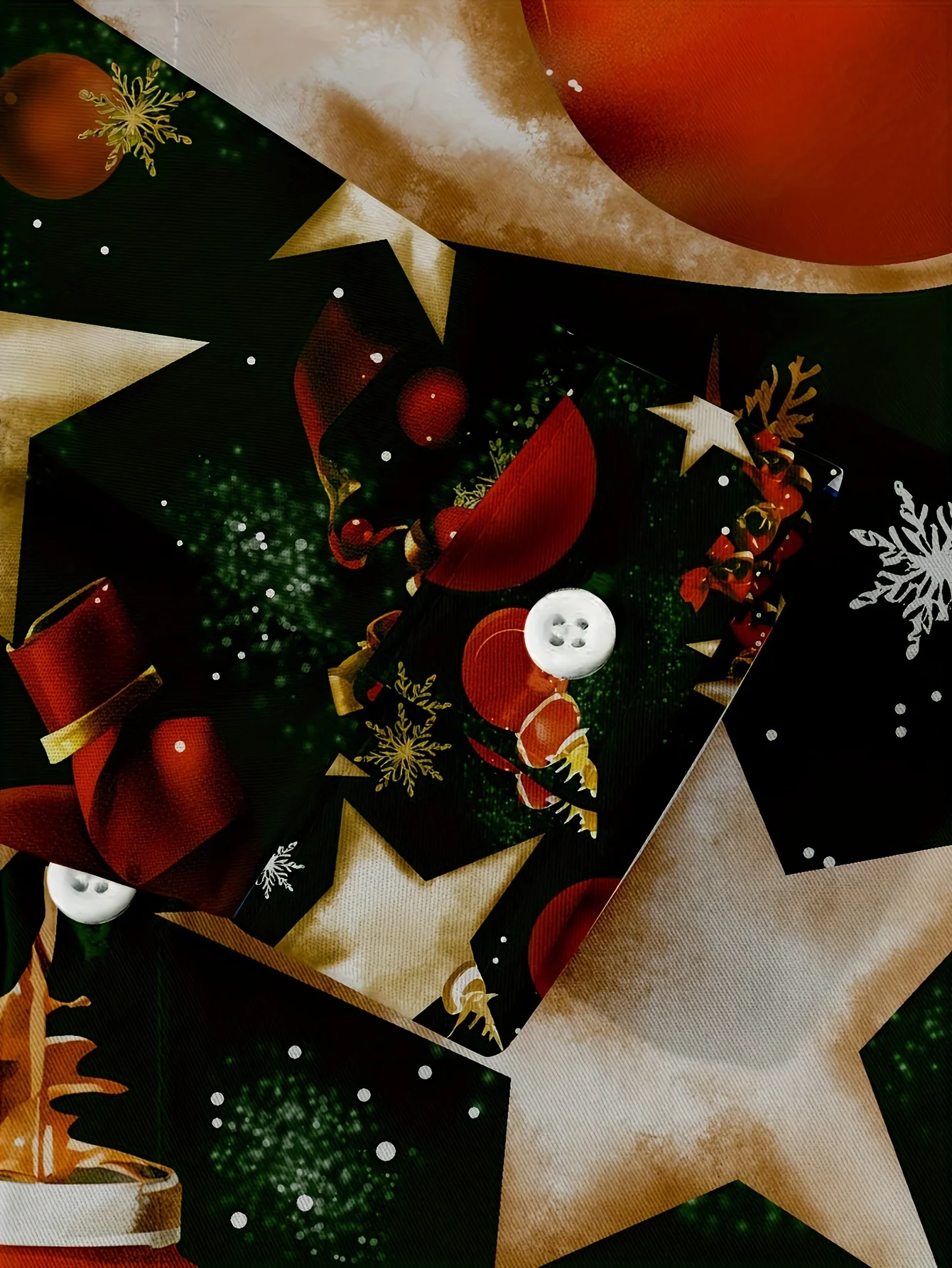 クリスマススタイルプリントメンズカジュアルチェック柄長袖シャツ