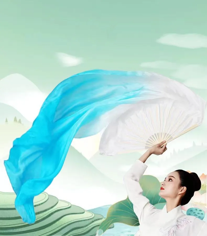 Buikdans Gradiënt Fan Voor Vrouw Imiteren Zijden Sluiers Opvouwbare Fan Danser Praktijk Rekwisieten Stage Performance Party Accessoires