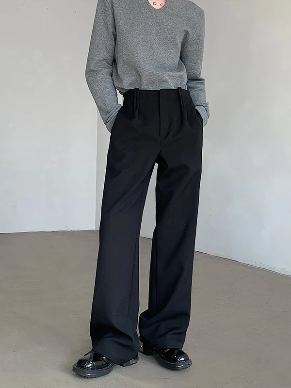 

Мужские повседневные брюки с широкими штанинами, свободного кроя, прямые, драпированные, с защипами, в пол, для повседневной носки