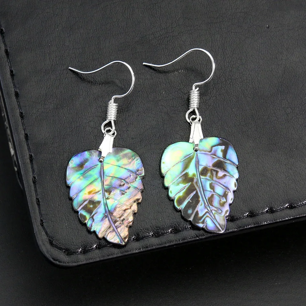 Новая Зеландия, серьги в форме сердца в форме морского ушка в форме листа, морской пауа, крючок для ушей, висячие аксессуары Авроры радужного цвета для вечерней вечеринки