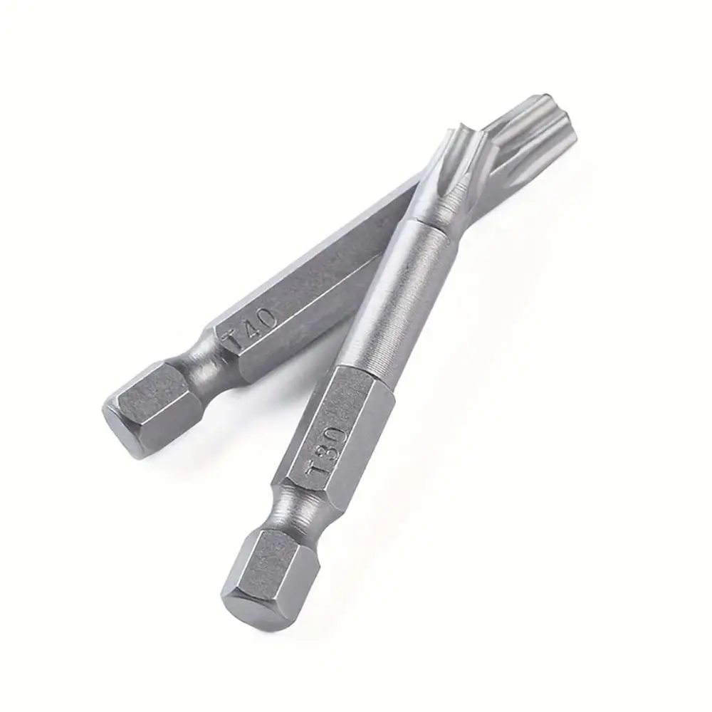 12Pcs/Set New 50mm Torx Screwdriver Bit with Hole T5-T40 Electric Screw Driver Bit Set 1/4Inch Hex Shank Alloy Steel Torx Bits