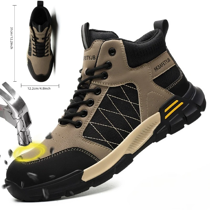 작업용 안전화 남성용 절연 강철 발가락 보호 부드러운 밑창 안전 통기성 운동화 펑크 방지 내마모성 경량
