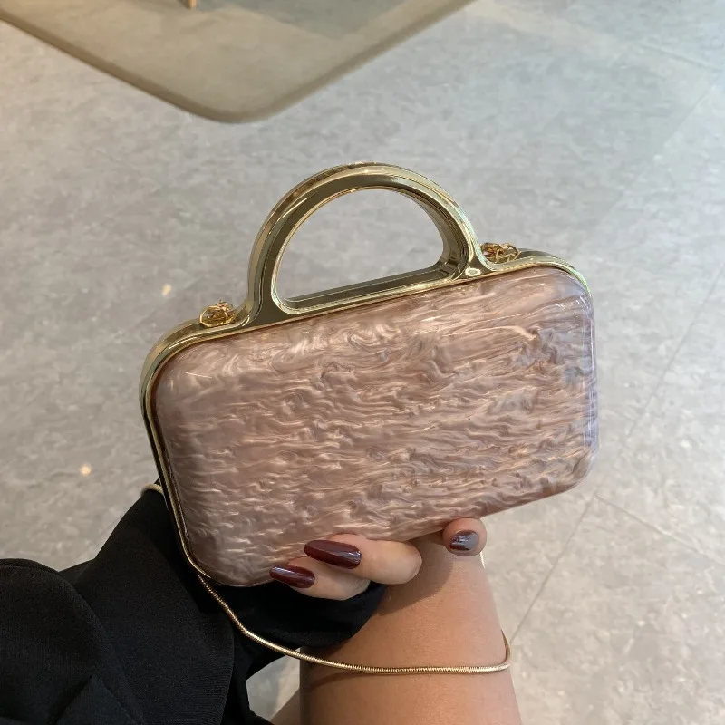 Luxury Designer Women's Handbag Acrylic Marble Pattern Evening Wear Fashion Wallet for Ladies