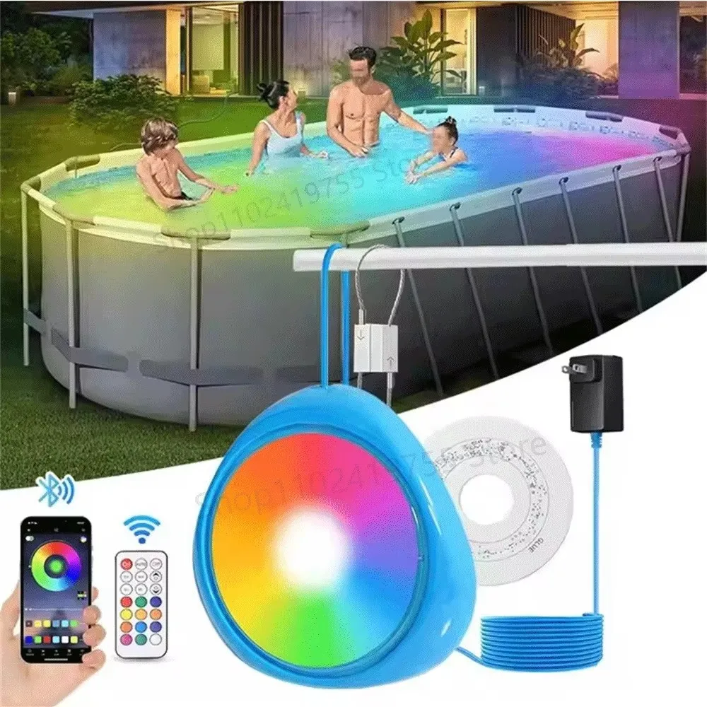 

12W RGB Underwater Light IP68 Waterproof Magnetic Suction Swimming Pool Lamp 25W Mobile APP Control Pools Party Scenery lighting