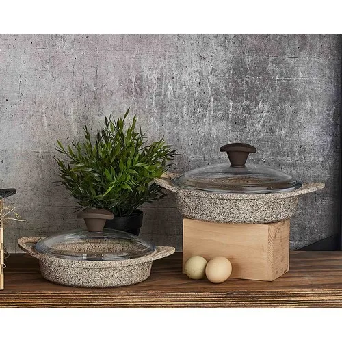 Falez Doacast Casting 20 - 22 cm Sahan Set Creamy Pot Breakfast Pan Granite Sturdy Decorative Quality