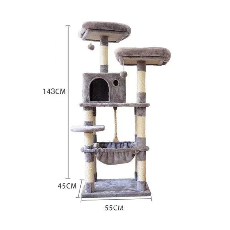 wholesale luxury wooden cat tree cat towers bed house scratching post climbing frame scratcher for cats