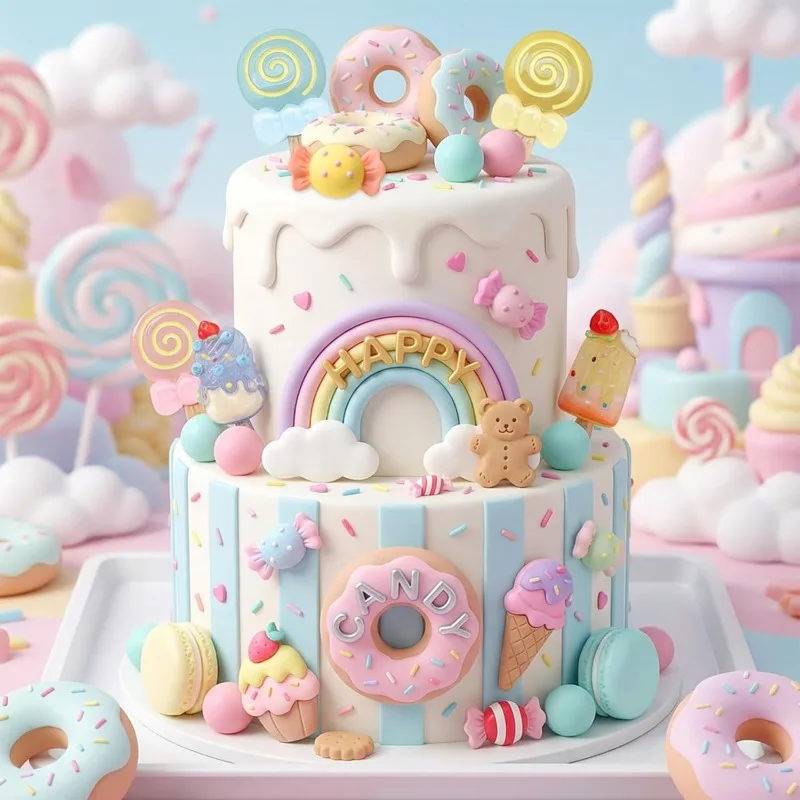 22pcs Candy Cake Topper Girls Birthday Party Decoration Lollipop Cake Decoration Ice Cream Cupcake Toppers - view 3