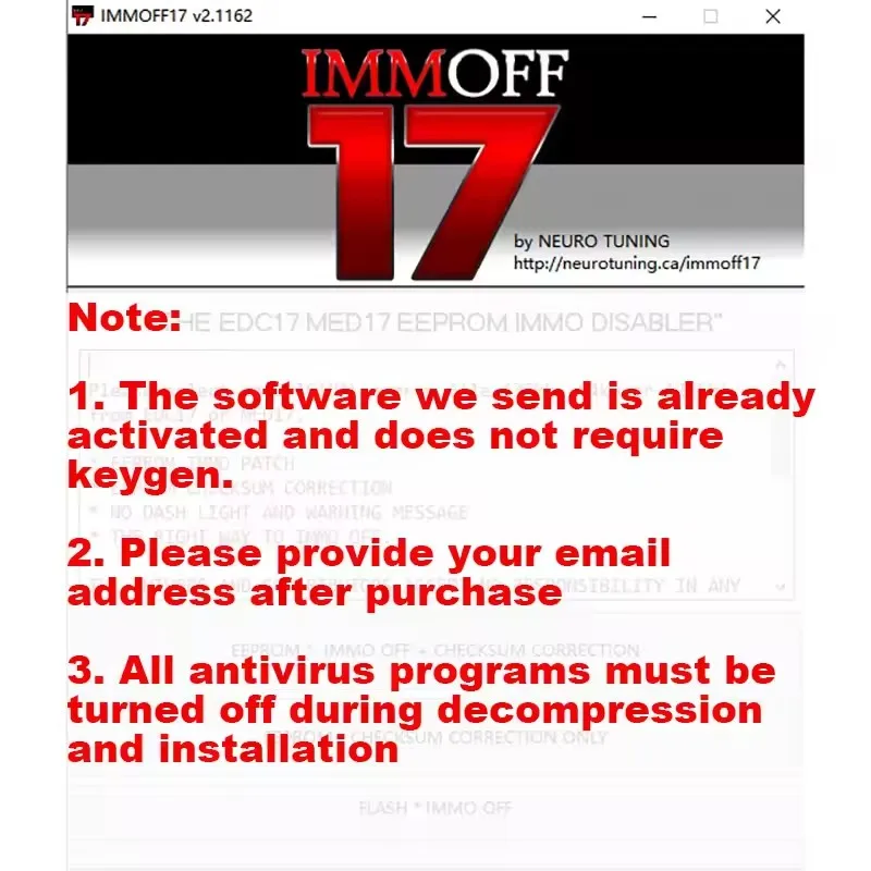 El más nuevo Software IMMOFF17, instalación ilimitada EDC17 Immo Off Ecu, Programa de NEUROTUNING Immoff 17