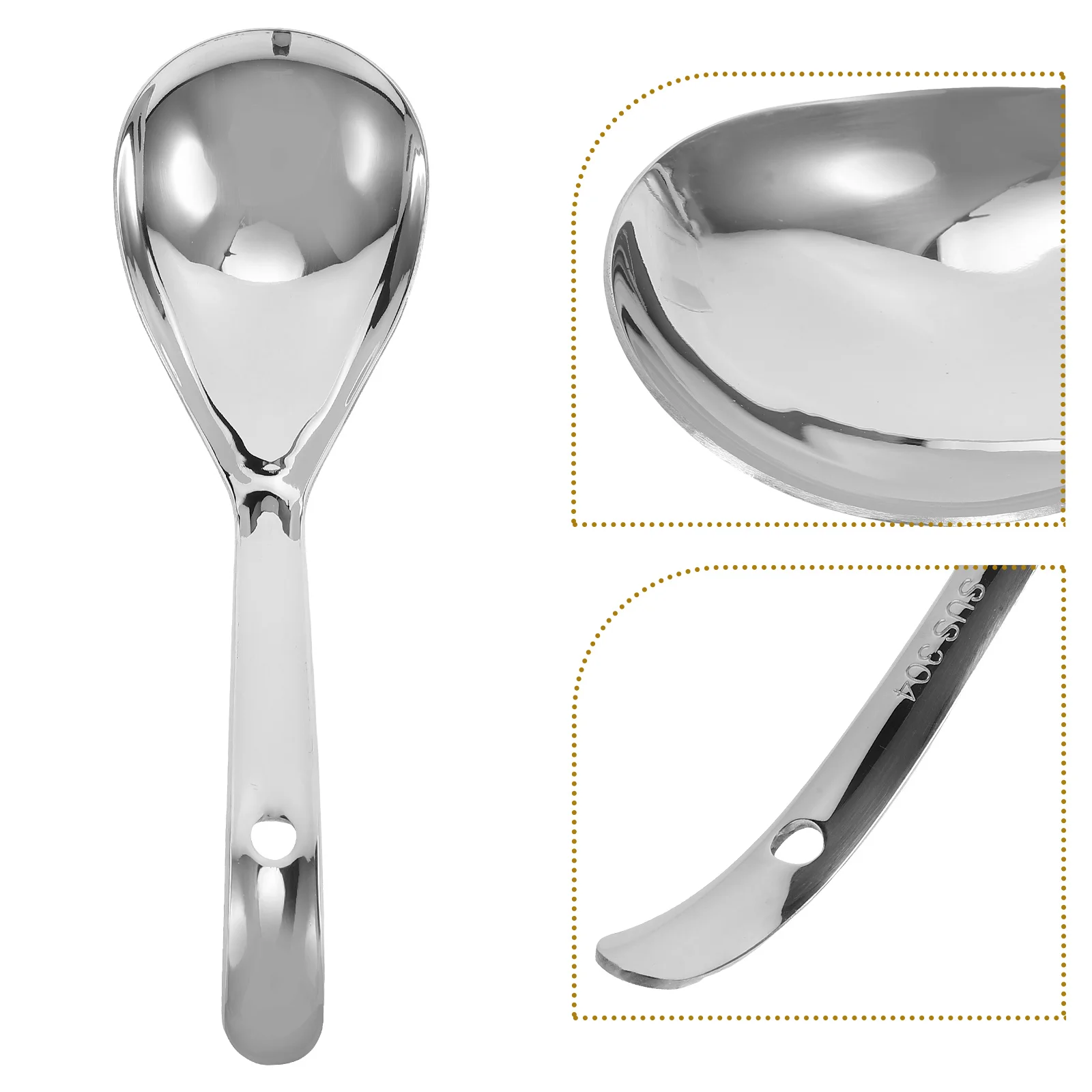 

Stainless Steel Rice Spoon 304 Heat Resistant Kitchen Accessories Multifunctional Wear Resistant Spoon for Rice Porridge Soup