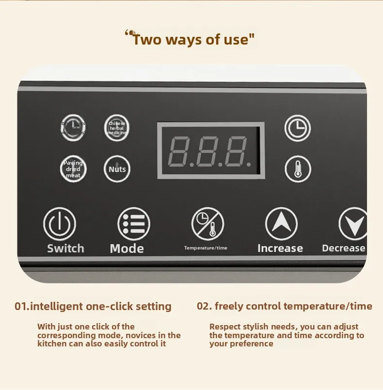 5-stufiger transparenter Lebensmittel-Dörrapparat, einstellbarer Timer & Temperatur, BPA-frei – für Obst/Kräuter/Getrocknetes, kompakt & leise, energiesparend – Detail 4