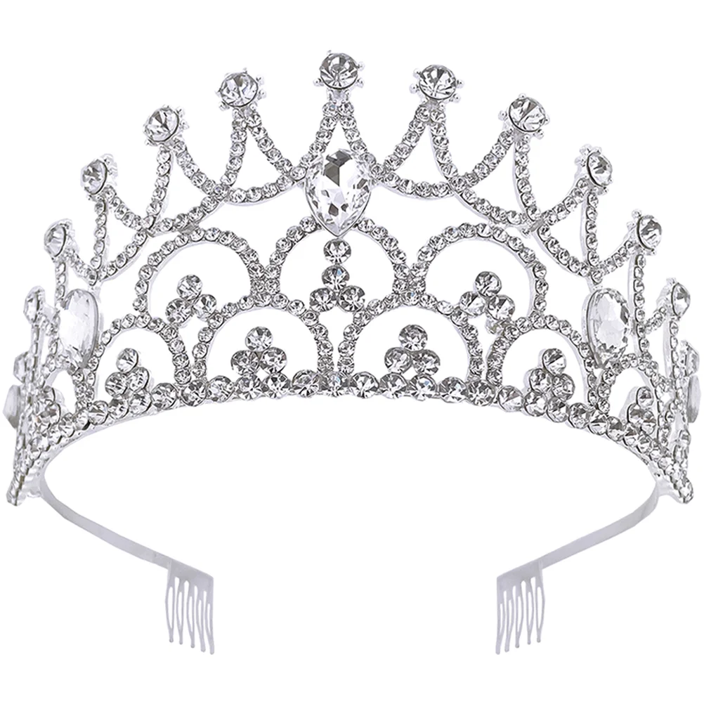 

Tiara Big Crown Hair Accessory Headband Bride Accessories for Wedding Day Bridal Headdress Crowns Women Silver Child