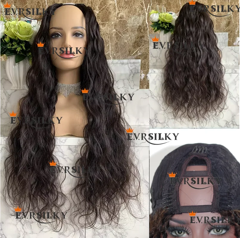 Comfortable and beautiful trend U part of the dark brown scattered wave easy to use for beginners, good quality and low price