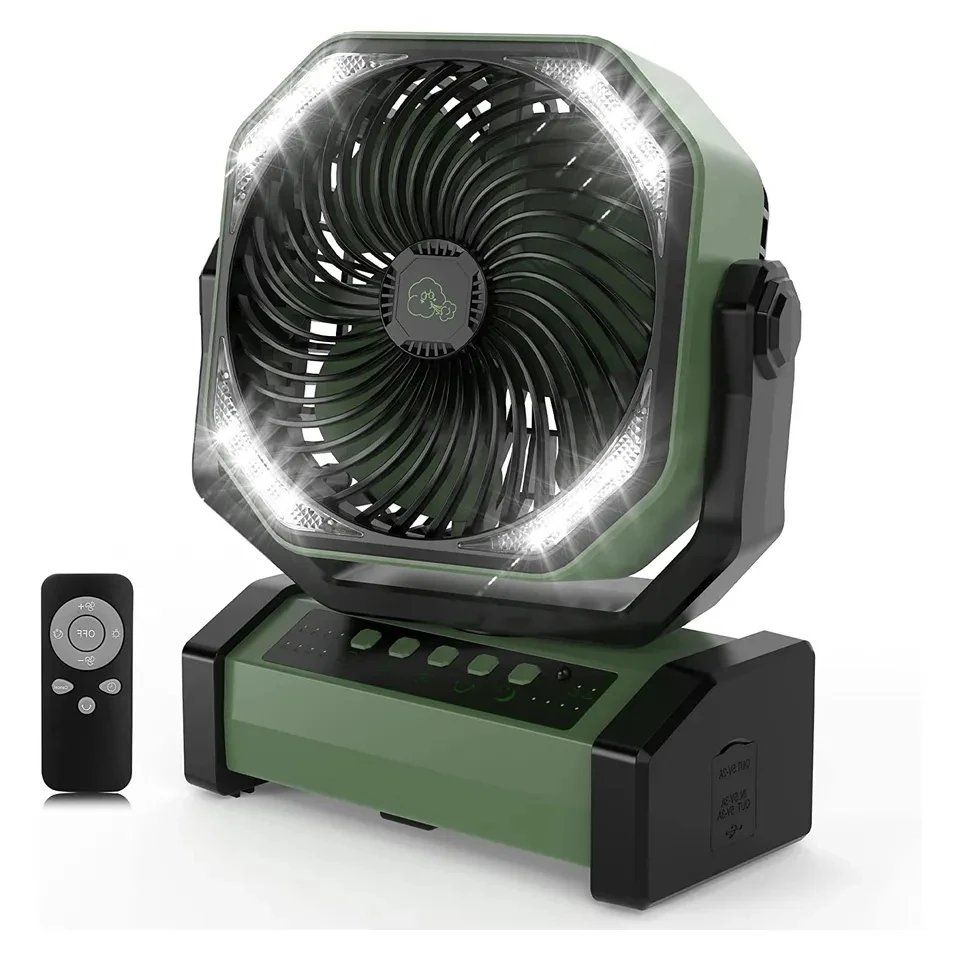 Air Circulators 20000mAh D12 Camping Fan With Light Auto-Oscillating Rechargeable Electric Fan Outdoor Table Tent Fan with Timer