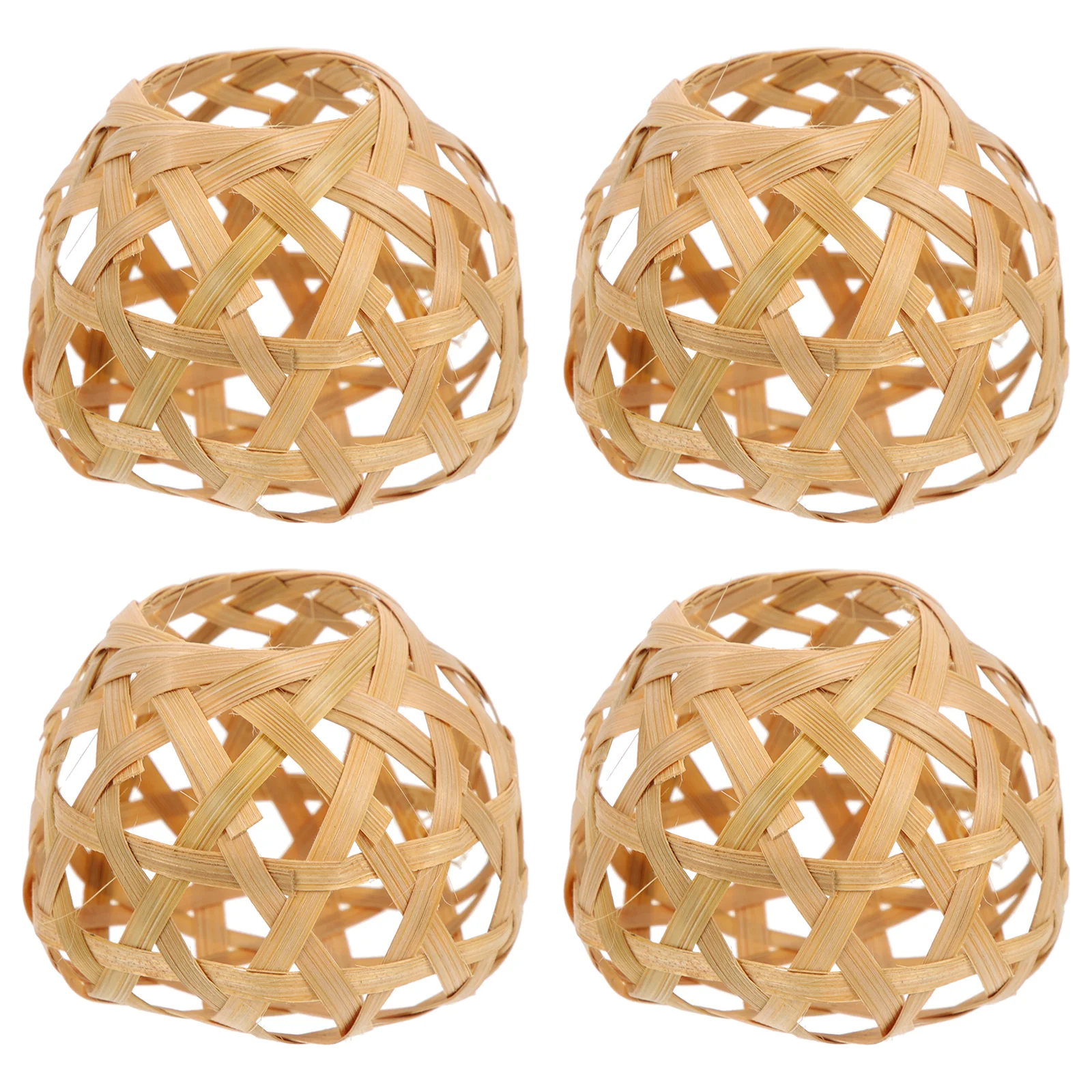 4 Pcs Small Bamboo Cage with Hexagonal Eyes Light Cover Lamp Shades Woven Lantern Weaving Lampshade Pendant Weave Replacement