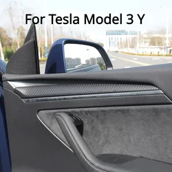 For Tesla Model 3 Y Door Trim Interior Front Carbon Fiber ABS Trims Patch Cover Decoration Sticker Car Accessories 2021-2023