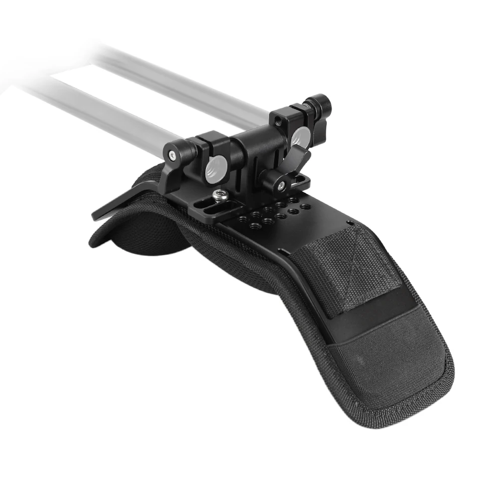 HDRIG Bantalan Bahu Nyaman dengan Blok Rel 15Mm untuk Camcorder Video/Rig Dudukan Bahu Kamera DSLR untuk Studio Foto