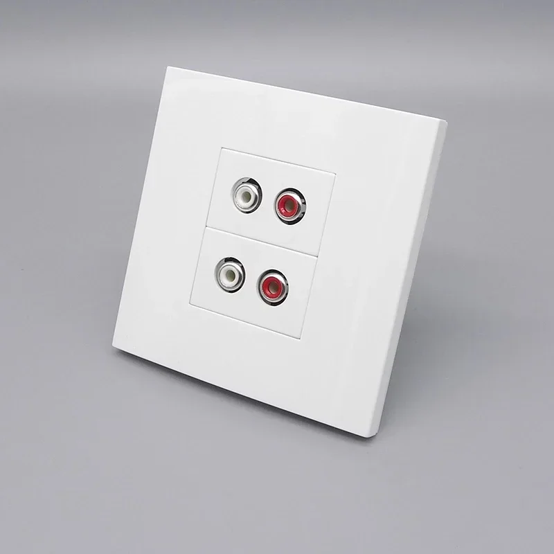 RCA Audio Panel 86 Type Wall Mount Plate Audio Socket ABS Dual Multimedia AV Socket Perfect for Hotel Classroom Home Improvement