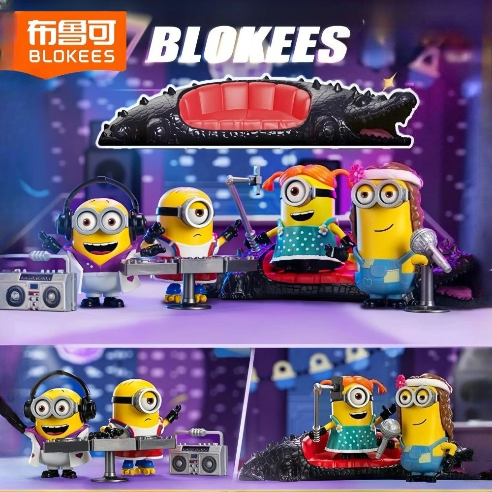 NIEUWE Originele BLOKEES Minions Kevin Carl Phil Anime Figuren Model Pop Montage Speelgoed Desktop Decoratie Blind Box Verjaardagscadeautjes