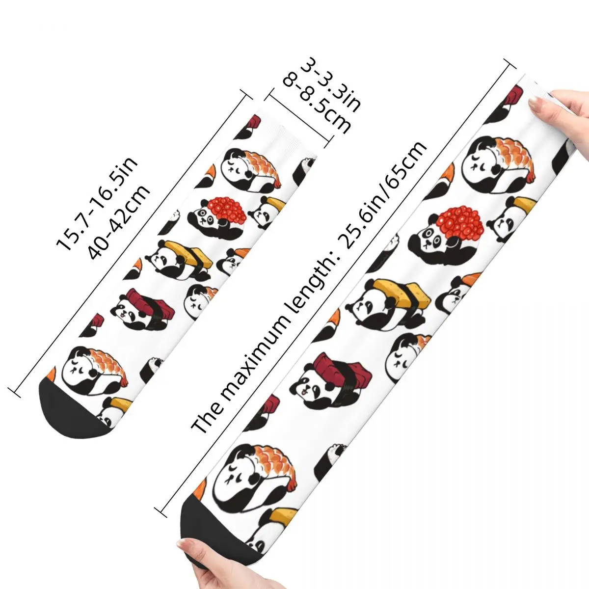 Fashion Sushi Panda Cute Fun Print Crew Socks Merch All Season Soft Crew Socks Sweat Absorbing Best Gift for Unisex