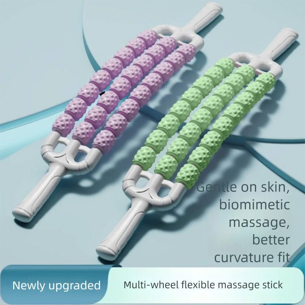 

Portable Three Rows Curved Massage Roller Fitness Multifunction Yoga Massage Stick Sports Durable Fascia Stick Calves