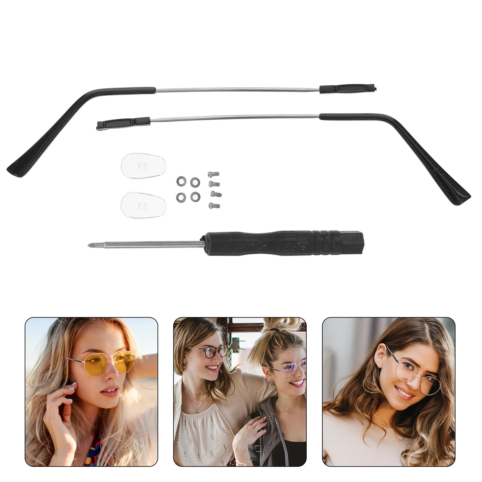 

1Pair Memory Temple Replacement for Eyeglasses Sunglasses Metal Arms Legs Wear Resistant Collision Proof Easy