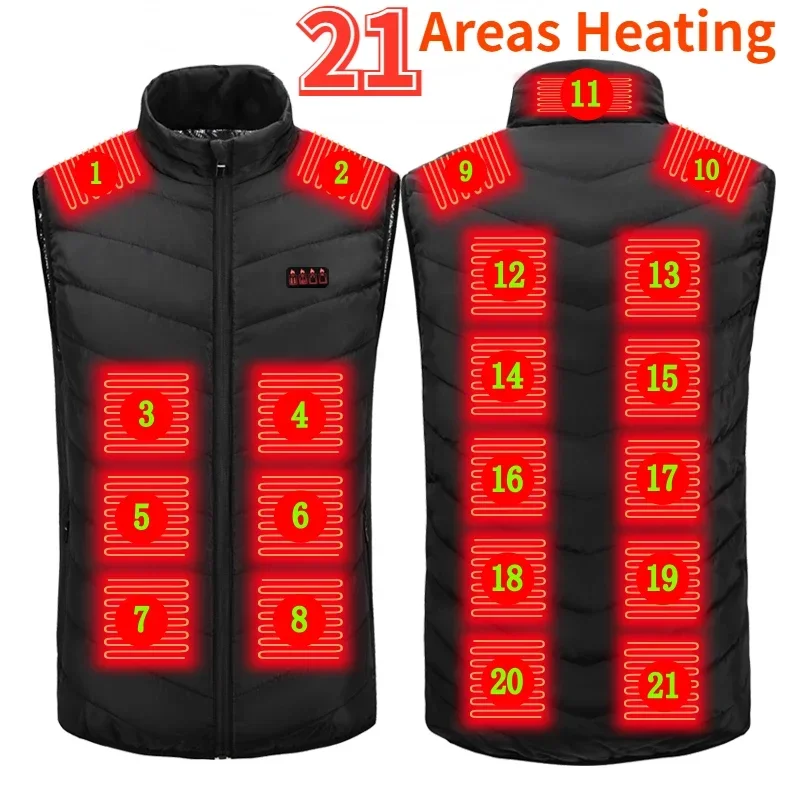 

21/13 Areas Heated Vest Men Jacket Heated Winter Womens Electric Usb Heater Ski Jacket Man Thermal Vest Body Warmer Coat 6xl