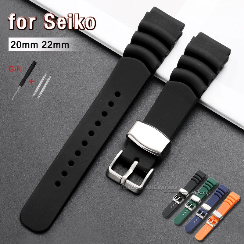 Pulseira de Silicone 20mm 22mm para Seiko SKX007/009 para Casio Diver Pulseira para Mulheres e Homens Esportiva à Prova d'Água Substituição