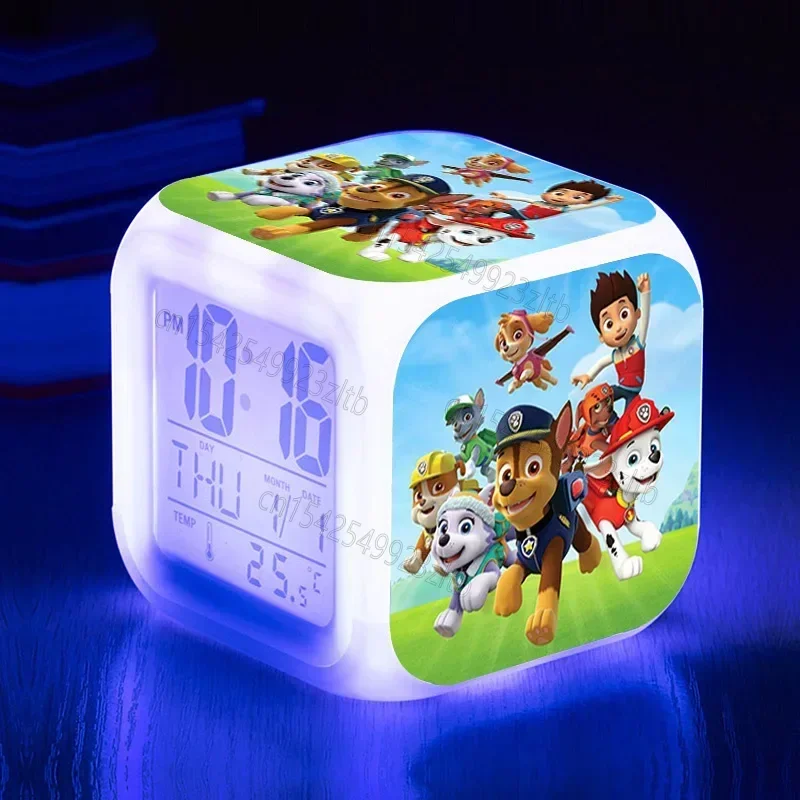 Original Paw Patrol LED Alarm Clock Rescue Puppy Ryder Chase Skye 3D Colorful Luminous Clock Toy for Boy Girl Kids Bedroom Decor