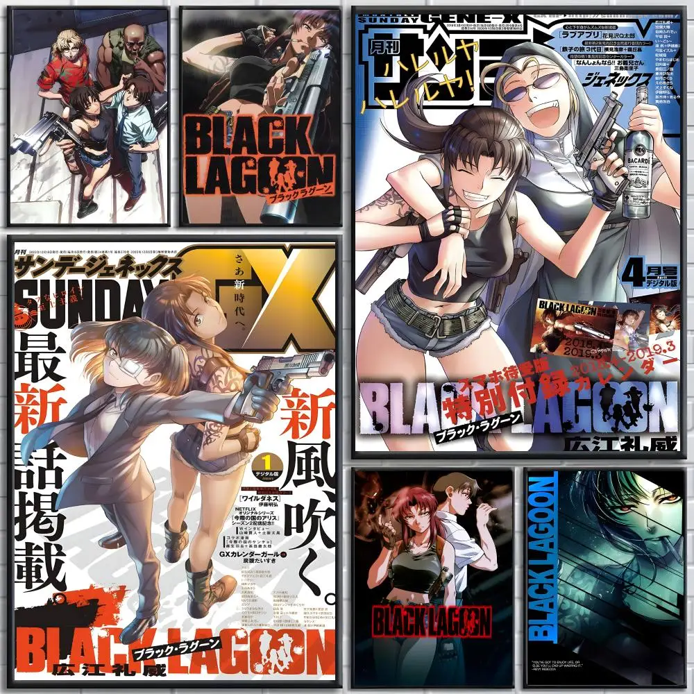 poster Self-adhesive wall stickers, suitable for room decoration, high-quality printing. Anime Black Lagoon