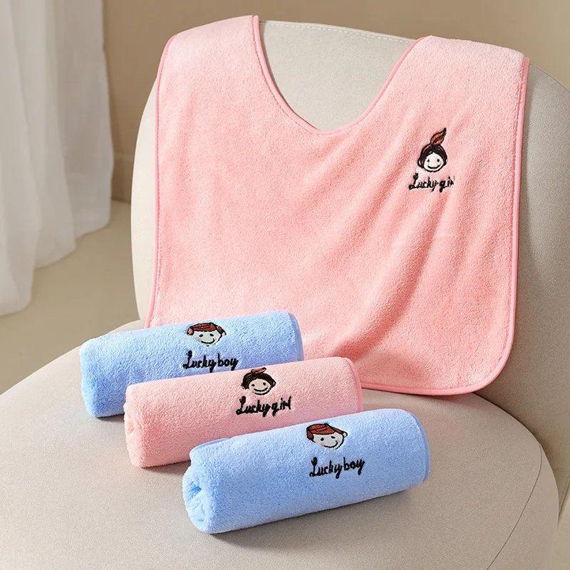 Babero de color liso suave para bebé, toalla de lavado de vellón coral, paños multifuncionales para comer y eructar, baberos de 360 grados para lavar cara y dientes