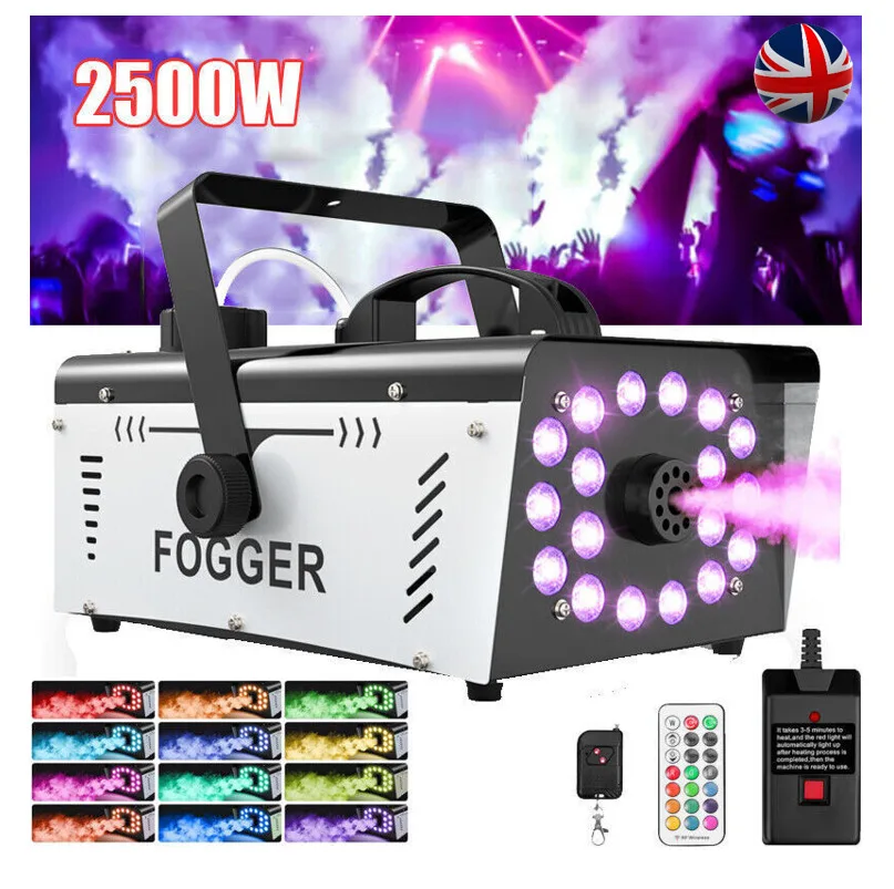 2500W 18 LEDs Smoke Machine RGB Fog Ejector Stage Effect Fogger Spray Equipment Fog Machine