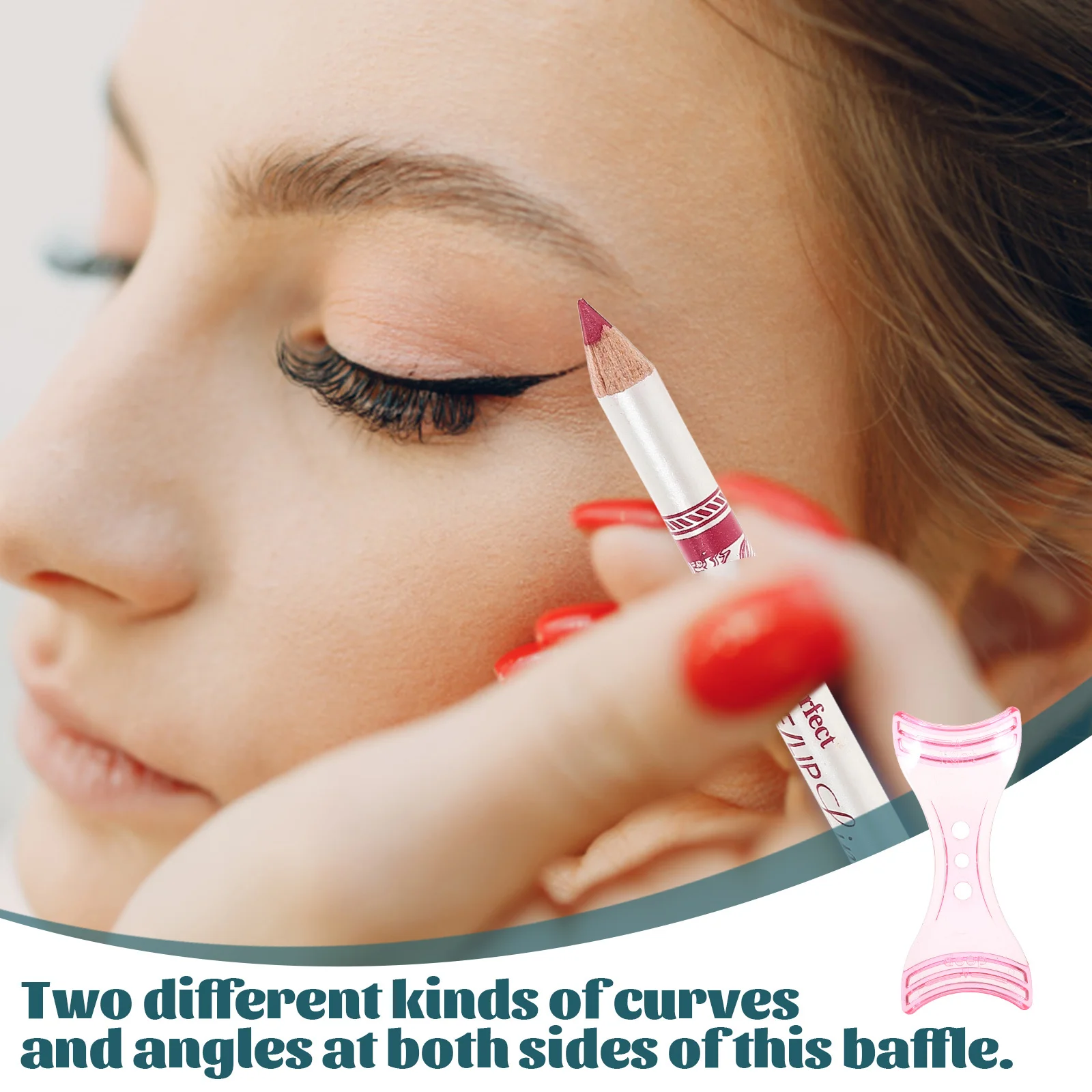 ピンクの女性用アイライナーテンプレートシェイパーメイクアップツール初心者向けポータブル安定した指描画曲線角度メイクアップエイド