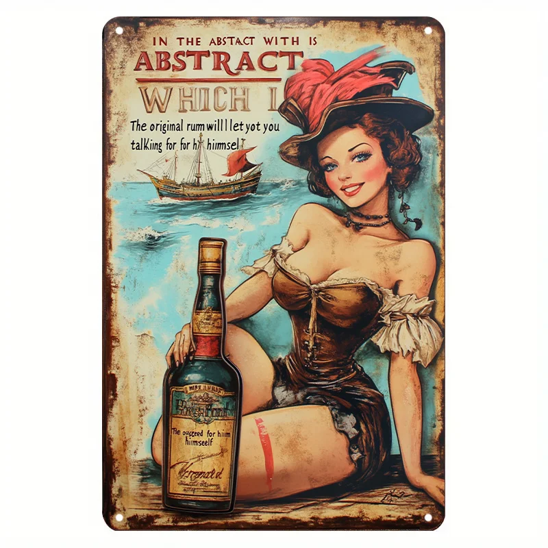 Room Decor  Sailor Jerry Spiced Rum Vintage Iron Tin Sign, High-Quality Foil Engraving, Durable, Water-Resistant, Easy to Hang,